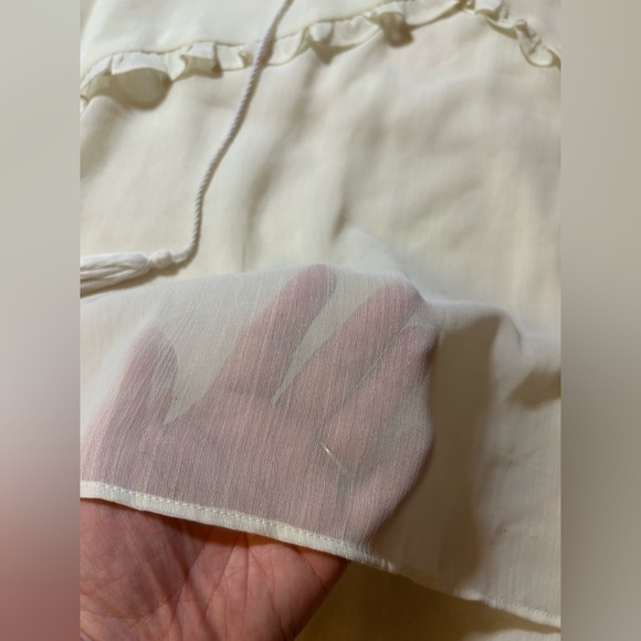 George Cream Ruffled Blouse Coverup with Long Sleeves - Picture 3 of 5